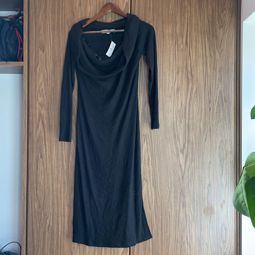 LOFT Black ribbed dress